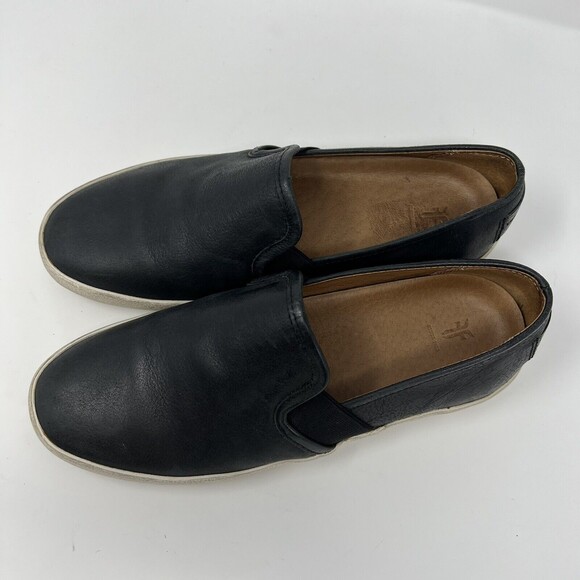 Womens Frye Ivy Slip On Black Leather Sneakers Loafers Sz 7.5 - Picture 3 of 8